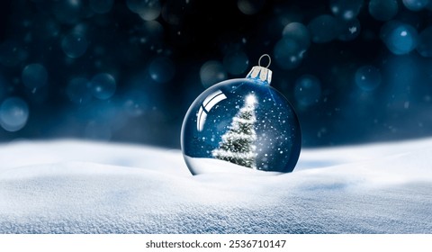 Transparent glass Christmas ball in snow - Powered by Shutterstock