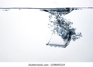 Transparent Glass Dropped Into Water On Stock Photo 2198493119 