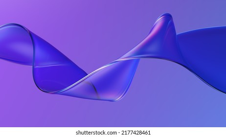 Transparent glossy glass ribbon. Curved wave in motion.  - Shutterstock ID 2177428461