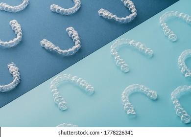 Transparent Invisible Dental Aligners Or Braces Aplicable For An Orthodontic Dental Treatment