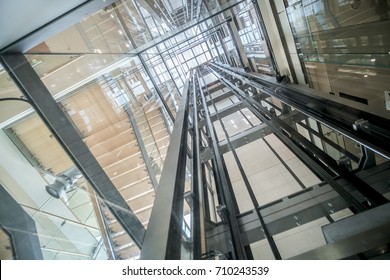 transparent lift modern elevator shaft glass building - Shutterstock ID 710243539