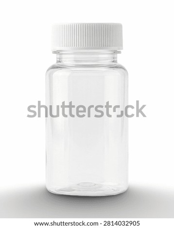 Transparent Mini Plastic Packaging Bottle with White Screw Cap on White Background