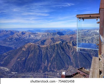 Transparent observation deck high in the mountains, Chamonix Mont Blanc - Shutterstock ID 754601458