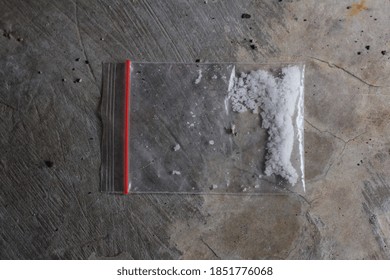 Transparent Plastic Bag With White Powder Like Crystal Meth