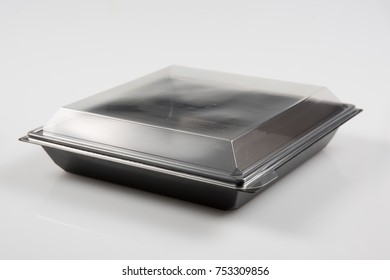 Transparent Plastic Food Container. Catering Food Packaging. Disposable Food Box.