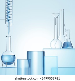 transparent podium with laboratory glassware group - Powered by Shutterstock