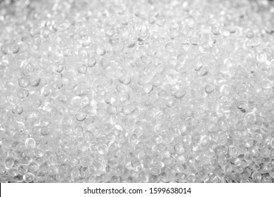 Transparent Polypropylene Granules Plastic Pellets Material On Black Background