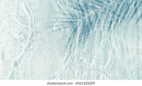 transparent rippled water surface with palm leaf shadow at the sand beach on a summer day, abstract idyllic beach vacation background from above with copy space - Powered by Shutterstock