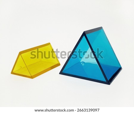 Transparent small and large triangular prism, Geometric Solids