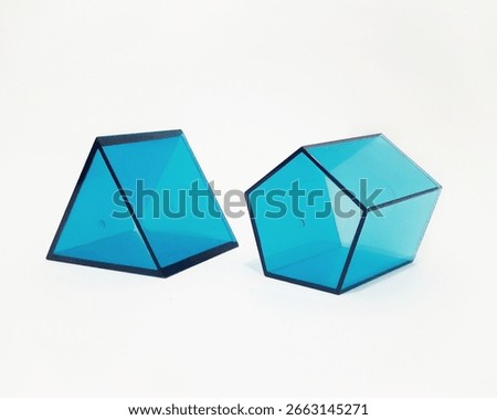 Transparent triangular prism and Transparent pentagonal prism, Geometric Solids
