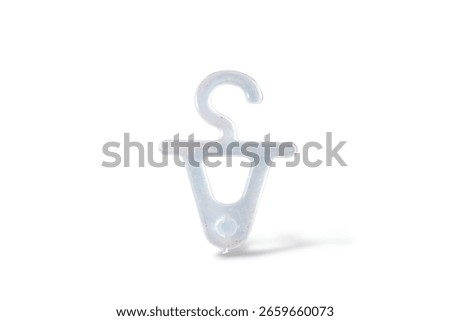 A transparent, triangular-shaped plastic hanger with a hook on top. It's commonly used to hang lightweight items like underwear or socks in retail stores.