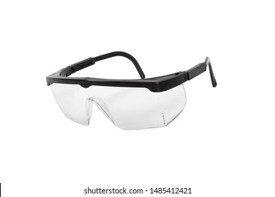 transparent work safety glasses on a white background