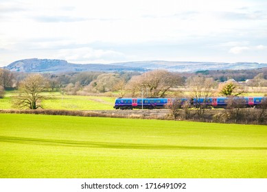 A TransPennine Express Passenger Train In The Countryside UK