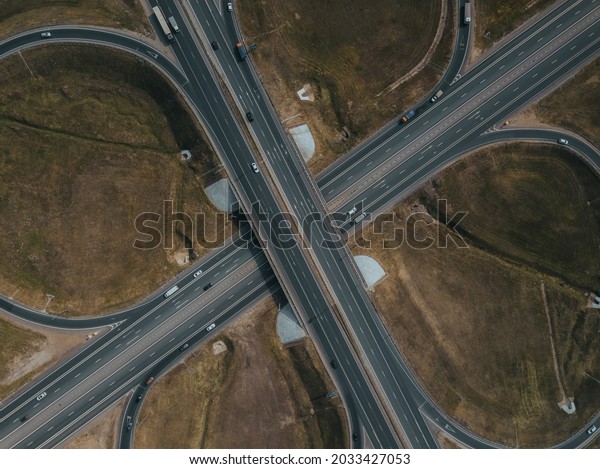 Transport junction traffic road. Aerial view of
M7 highway. Kazan, Tatarstan, Russia.

