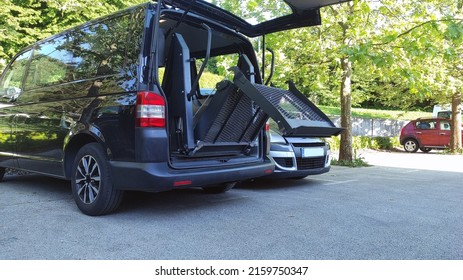 Transport for person with disability on wheelchair with van lift.