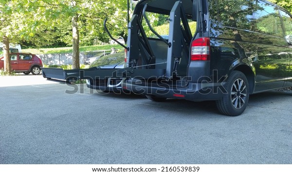 Transport for person with disability on wheelchair
with van lift.