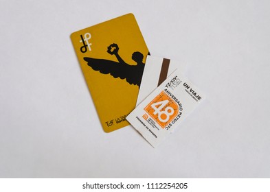 Transportation Card And Ticket Mexico City - June 4 Th, 2018 - Subway Ticket Isolated On White Background. Shot In Home Studio. Subway Card