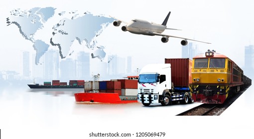 Ship Container Vessel Train Truck Airplane Stock Photo 707606707 ...