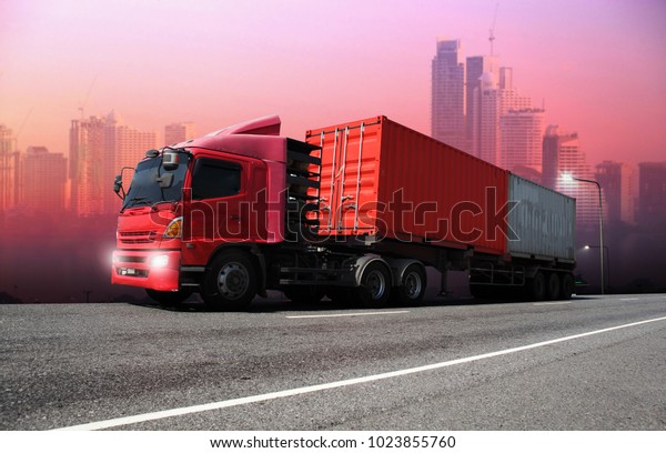 Transportation, import-export and logistics
concept, container truck, transport and import-export commercial
logistic, shipping business
industry
