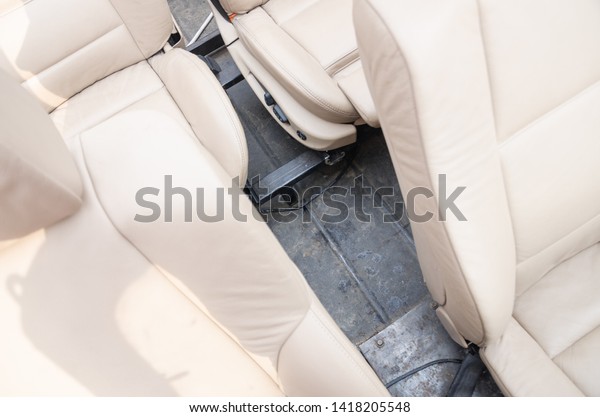 transportation interiors from the top view. white\
leather seats\
concept