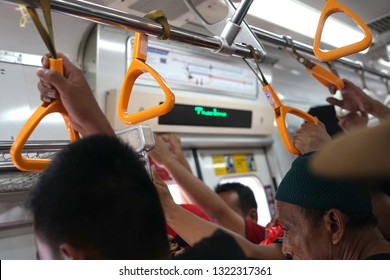 Transportation Of KRL Commuterline Indonesia Jakarta Bekasi At Rush Hour. Get A Female Commuter Line Room. (2019-02-24)