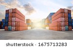 Transportation Logistics of international container cargo shipping and cargo plane in container yard, Freight transportation, International global shipping.