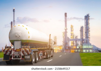 Transportation of oil and natural gas by truck in Oil Refinery factory and petrochemical plant - Petroleum industry - Shutterstock ID 2158649217