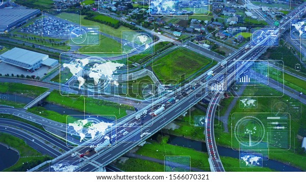 Transportation system concept. Communication network.
Autonomous technology.
