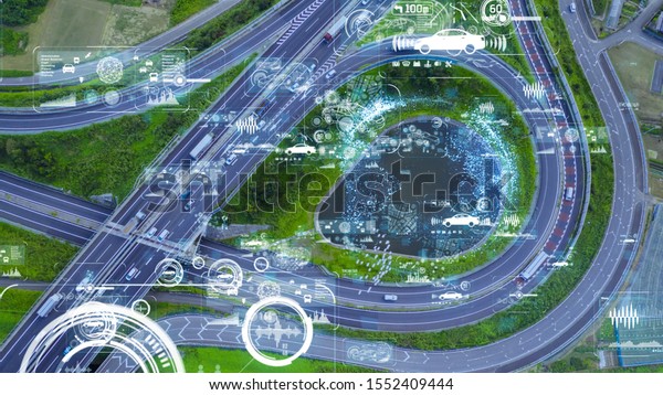 Transportation and technology concept. ITS
(Intelligent Transport
Systems).