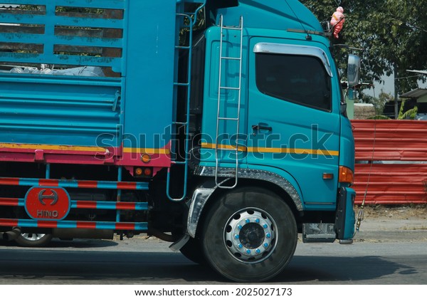 The transportation truck on the road,\
January 23, 2021, Saraburi Province,\
Thailand.