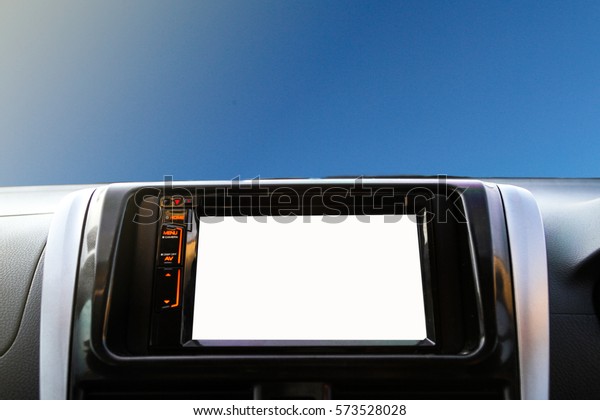transportation vehicle and car audio concept - Car\
audio and radio panel on\
road