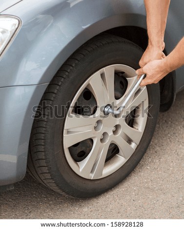 Similar – Image, Stock Photo tyre change