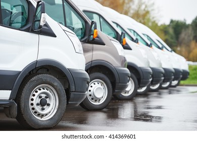 transporting service company. commercial delivery vans in row 