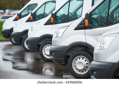 transporting service company. commercial delivery vans in row 