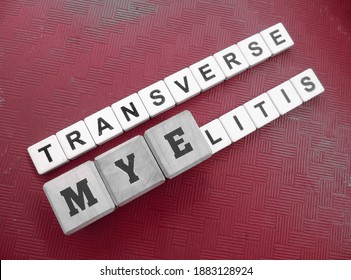 Transverse Myelitis, Word Cube With Background.