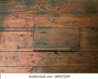 Trap Door In Old Wood Plank Floor