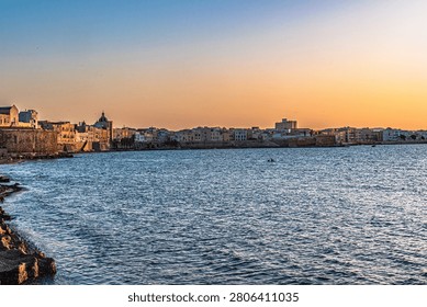 Trapani, the spectacle of the sunset, as the sun dips into the sea on the horizon