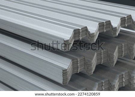 trapezoidal plates forindustrial buidings detail of profile Foto stock © 