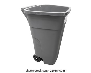 Trash Can For Garbage Isolated. Empty Plastic Bin Or Garbage Trash Isolated On White Background. 