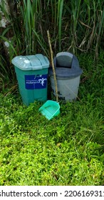 trash can on mount mahawu - Shutterstock ID 2206169311
