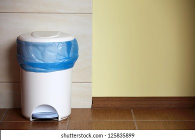 Trash Can With A Plastic Bag Inside Indoor