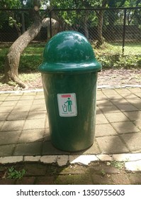 Trash Can In A Roadside Park, Central Java-Indonesia. 02-21-2019