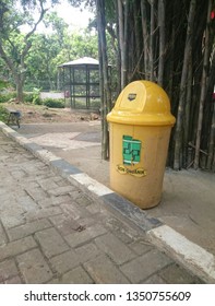 Trash Can In A Roadside Park, Central Java-Indonesia. 02-21-2019