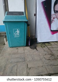 Trash Can In A Roadside Park, Central Java-Indonesia. 02-21-2019