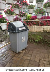 Trash Can In A Roadside Park, Central Java-Indonesia. 02-21-2019