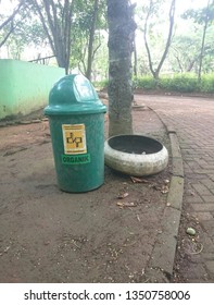 Trash Can In A Roadside Park, Central Java-Indonesia. 02-21-2019