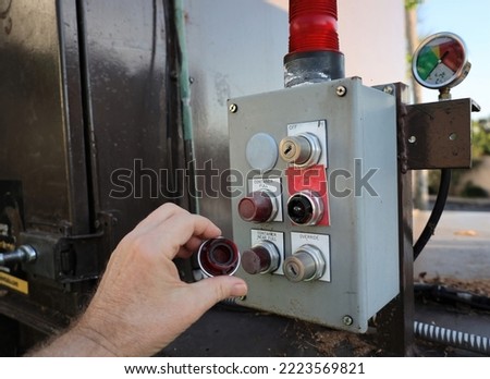Trash Compactor Control Box with Broken Emergency Button 