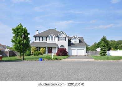 Trash Recycle Day Suburban McMansion Single Family House Residential Neighborhood - Powered by Shutterstock