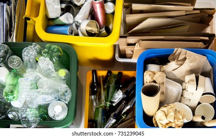 Trash for recycle and reduce ecology environment - Shutterstock ID 731239045