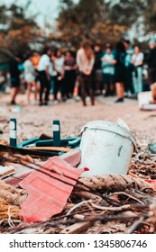 Trash / Rubbish / Single Use Plastics Washed Up On Butterfly Beach In The City Of Hong Kong. Taken During A Beach Clean Up.